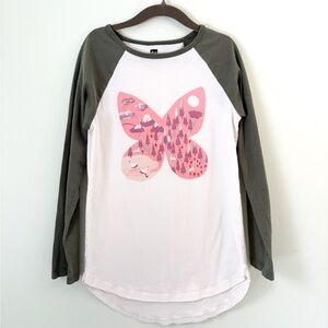 Tea Collection Girls Butterfly Graphic Long Sleeve Top Size 10